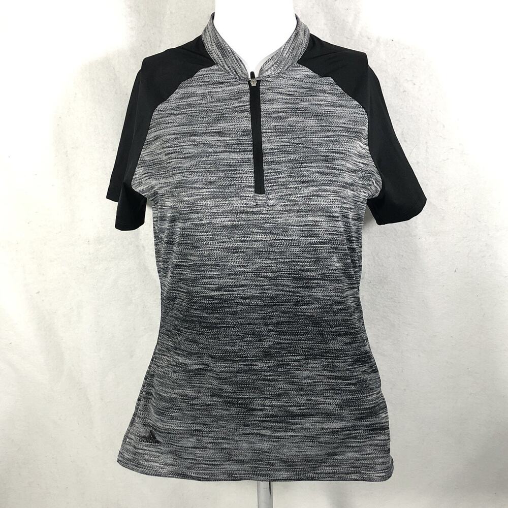 Adidas Novelty Polo Shirt Women’s XS Black Noir Striated Short Sleeve New